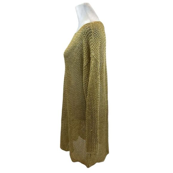 Vintage 1980’s Ladies The Works Saks Fifth Ave Gold Sheer Mesh Tunic Cover Up M - Picture 4 of 10